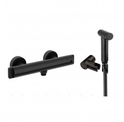 Deante Nero Смеситель термостатический с гигиеническим душем, черный