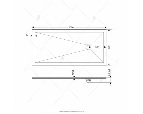 Душевой поддон прямоугольный RGW ST-W белый искусственный камень cерия Stone Tray (70*100*2,5) 16152710-01