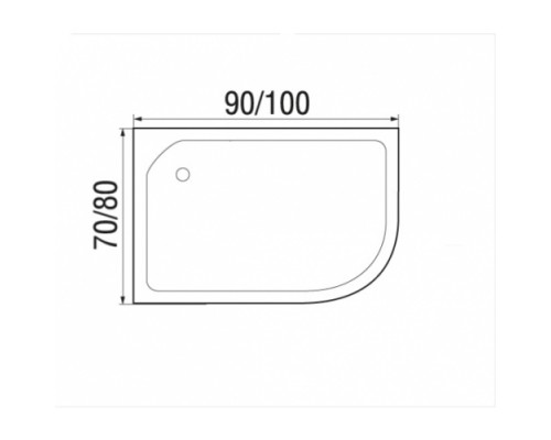 Душевой поддон акриловый ассиметричный RIVER WEMOR 100/70/24 R 1000*700*240 мм