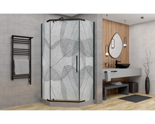 Душевой уголок Avacan PB 100 MT AVA 100x100 стекла матовые с рисунком, профиль черный