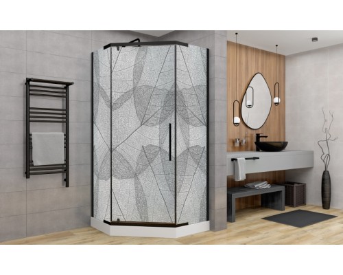 Душевой уголок Avacan PB 100 MT AVA 100x100 стекла матовые с рисунком, профиль черный