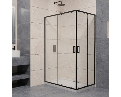Душевой уголок, прямоугольный RGW PA-040-B прозрачное стекло 5 мм цвет проф. черный 90*120*185 3508104092-24