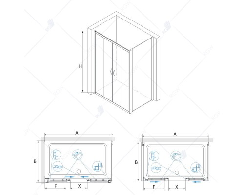 Душевой уголок RGW PA-41 (PA-11 + Z-050-2) прозрачное cтекло цвет профиля 6 мм 01084102-01