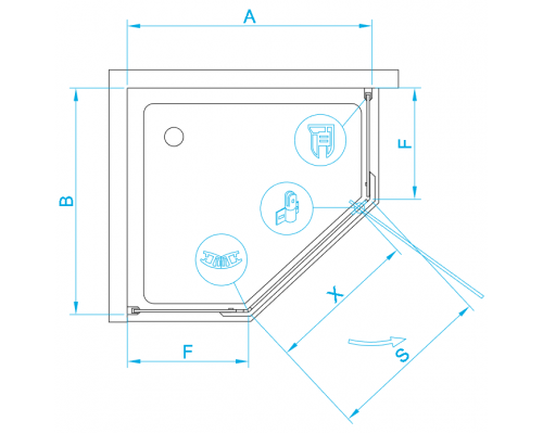 Душевой уголок, трапеция RGW HO-081 прозрачное cтекло цвет профиля 8 мм 350608100-11