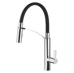 Deante Gerbera Смеситель для мойки с вытягивающимся изливом, хром\черный
