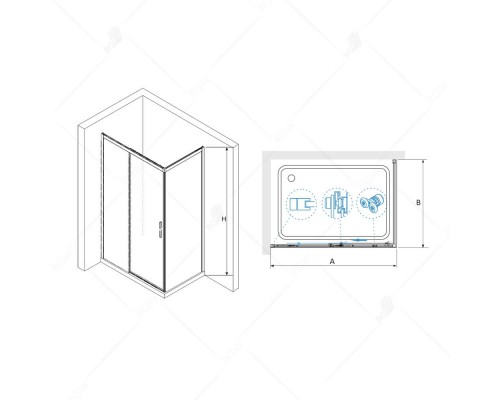 Душевой уголок RGW LE-41B (LE-12B + Z-050-2B) прозрачное cтекло цвет профиля 6 мм 34124280