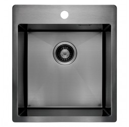 Deante Olfato Precious Titanium - мойка стальная 1 чаша, 450*505*200 мм + сифон Space Saver, титан