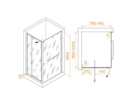 Душевой уголок RGW PA-44-1 (PA-02 + Z-060-1) 800x1000