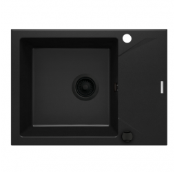 Deante Evora черный - мойка 1 чаша с крылом, 590*440*180 мм + сифон SPACE SAVER