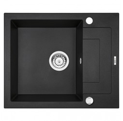 Deante Rapido графитовый металлик - мойка 1 чаша с крылом, 590*490*180 мм + сифон SPACE SAVER