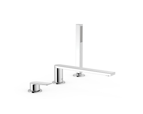 21116103 Tres Project Смеситель на борт ванны, на 3 отверстия, излив 230 мм, хром
