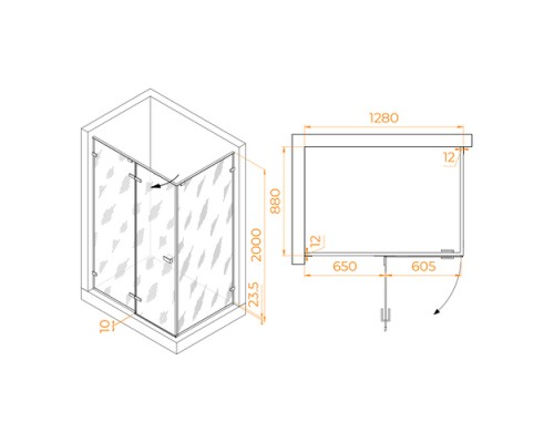 Душевой уголок RGW Stilvol SV-040 130x90 хром, матовое 353204039-210