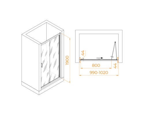 Складная душевая дверь RGW PA-21-B 100*190 прозрачное стекло 5 мм 06082110-14