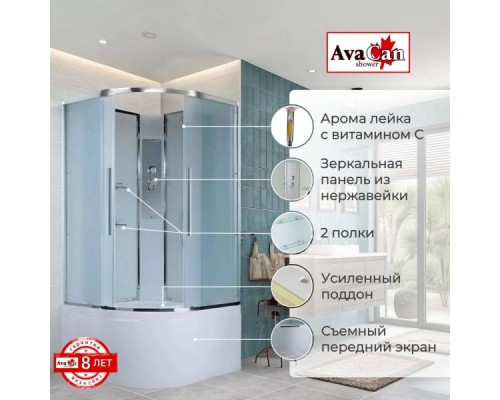 Душевая кабина AvaCan EM5010N AVA 100x100 без крыши, стекла матовые, профиль хром