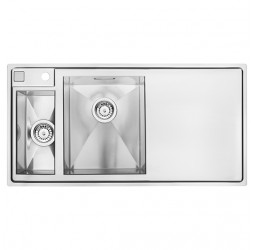 Deante Sinope сатин - мойка стальная 1,5 чаши с крылом, 1000*500*200 мм + сифон