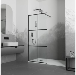 Душевую перегородку RGW WA-011B неподвижное Walk In cтекло прозрачное(Принт), 8 мм 100*200 чёрный