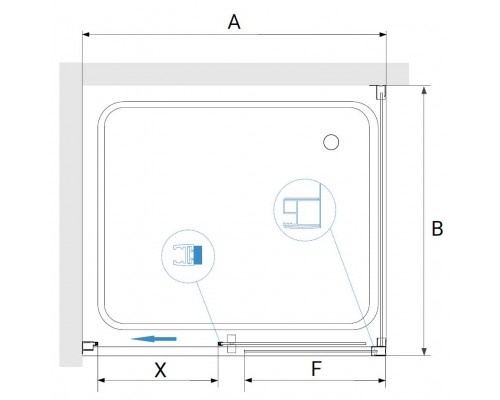 Душевой уголок RGW PA-76 (PA-016 + Z-050-2) прозрачное cтекло цвет профиля 6 мм 35087682-1