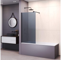 Стационарная шторка на ванну RGW SC-051B 80x150 тонированное стекло (Серое) 6мм 351105108-34