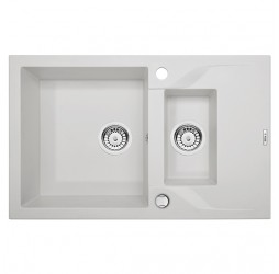 Deante Andante алебастр - мойка 1,5 чаши с крылом, 780*490*180 мм + сифон SPACE SAVER