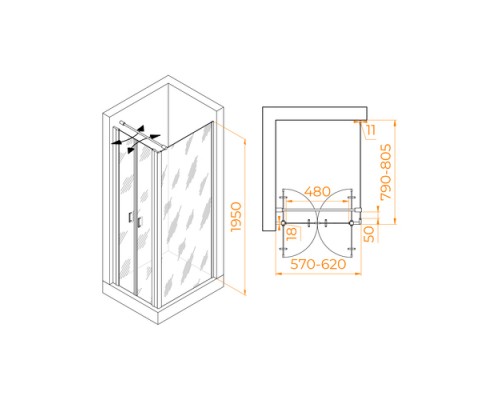 Душевой уголок RGW Passage PA-144 60х80 060814468-011