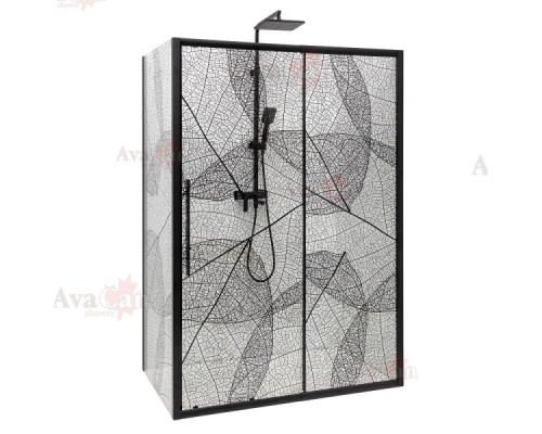 Душевой уголок Avacan FB 160-180+ SB 100 AVA 160-180x100 стекла с рисунком, профиль черный