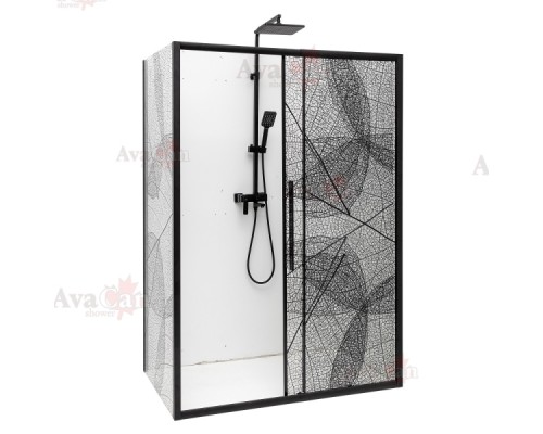Душевой уголок Avacan FB 160-180+ SB 100 AVA 160-180x100 стекла с рисунком, профиль черный