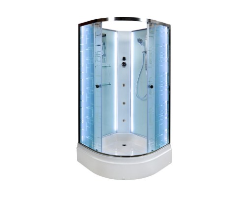 Душевая кабина AvaCan EM2710NLED+GM AVA 100x100 б/к, LED, гидромассаж, стекла с узором, профиль хром