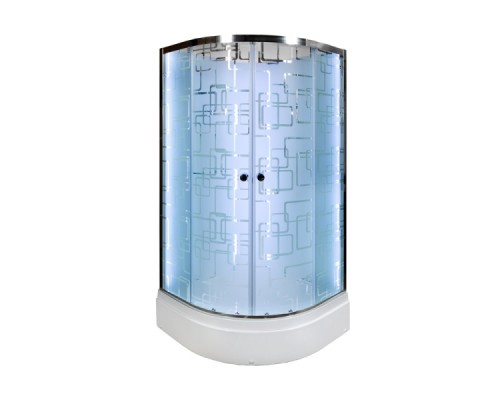 Душевая кабина AvaCan EM2710NLED+GM AVA 100x100 б/к, LED, гидромассаж, стекла с узором, профиль хром
