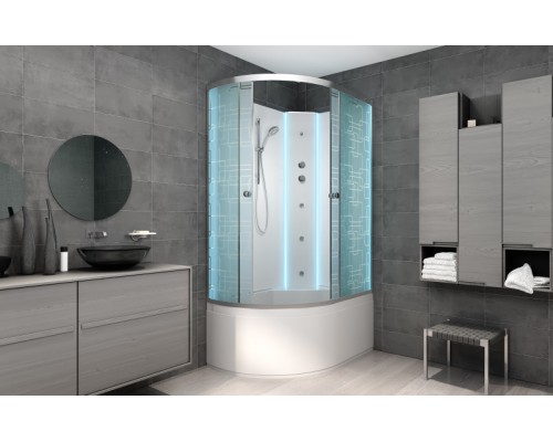 Душевая кабина Avacan EM5012RLED AVA 120x90 LED, правая, стекла с рисунком, профиль хром