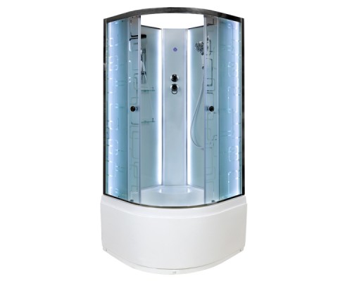 Душевая кабина AvaCan EM5011NLED AVA 110x110 б/к, LED, стекла с узором, профиль хром