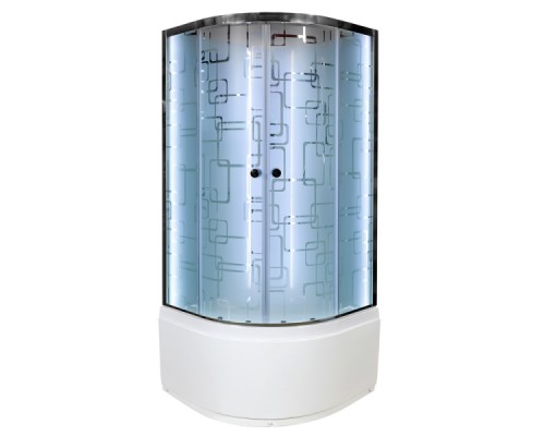 Душевая кабина AvaCan EM5011NLED AVA 110x110 б/к, LED, стекла с узором, профиль хром