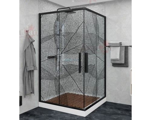 Душевой уголок Avacan KB 100-110 AVA 100x100 стекла с рисунком, профиль черный
