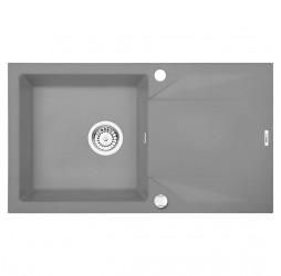 Deante Evora серый металлик - мойка 1 чаша с крылом, 780*440*180 мм + сифон