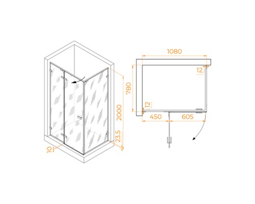 Душевой уголок RGW Stilvol SV-040B 110x80 черный, прозрачное 353204018-14