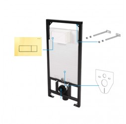 Deante Инсталляция для унитаза, кнопка золотая