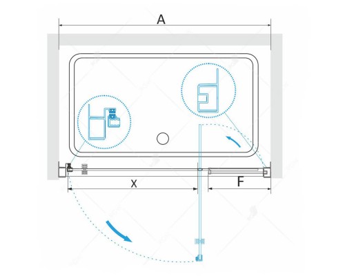 Распашная душевая дверь RGW PA-02-B NEW 90*185 прозрачное стекло 6 мм 41080209-14