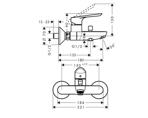 Комплект смесителей Hansgrohe Logis E 100 (c) (71178000+71415000+26532400)