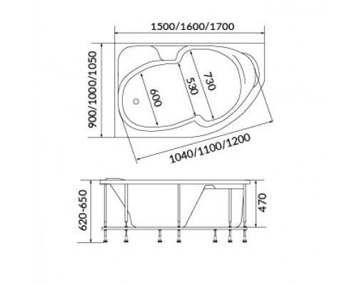 Ванна акриловая 1Марка "DIANA" 150x90 R