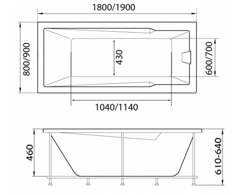 Ванна акриловая 1Марка "RAGUZA" 180*80 прямоугольная без каркаса и панели