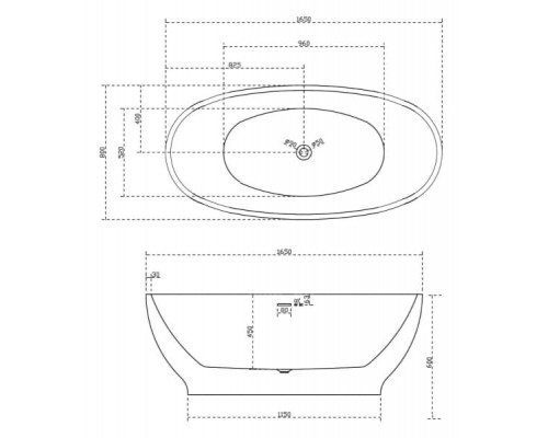 ABBER акриловая ванна слив-перелив цвет черный матовый 165x80x60 I AB9207MB