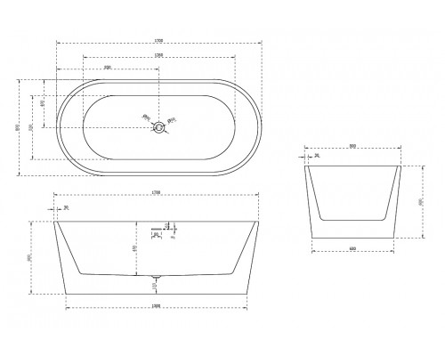 ABBER акриловая ванна слив-перелив стальной каркас 170x80x60 I AB9209