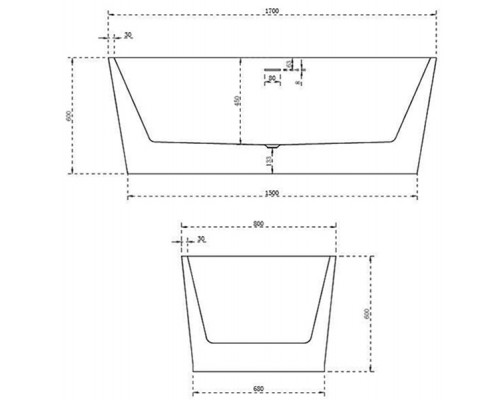 ABBER акриловая ванна слив-перелив цвет черный матовый 170x80x60 I AB9209MB