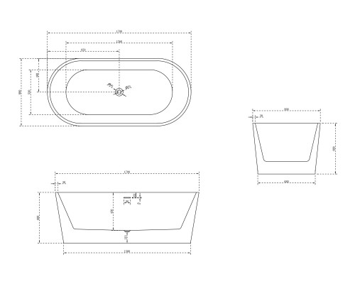 ABBER акриловая ванна слив-перелив стальной каркас 170x80x60 I AB9209MW