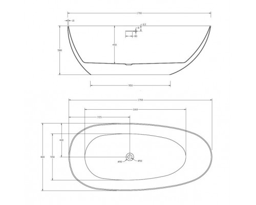 ABBER акриловая ванна слив-перелив цвет черный матовый 170x80x58 I AB9211MB