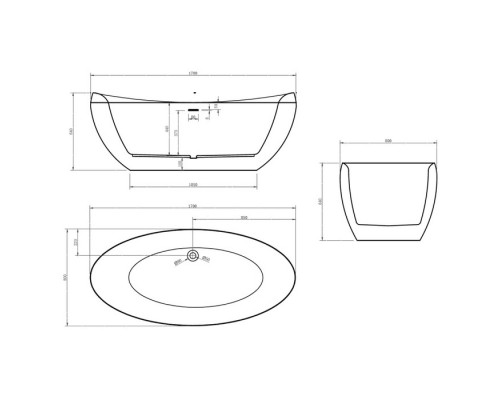 ABBER акриловая ванна слив-перелив стальной каркас 170x80x64 I AB9236