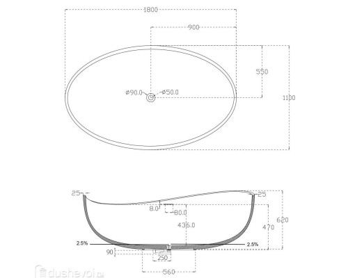 ABBER акриловая ванна слив-перелив стальной каркас 180x110x62 I AB9239LED