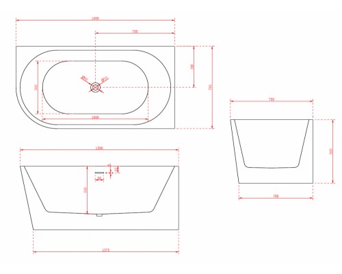 ABBER акриловая ванна слив-перелив стальной каркас 150x78x60 I AB9257-1.5 R