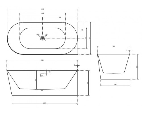 ABBER акриловая ванна слив-перелив стальной каркас 170x78x60 I AB9258-1.7 R