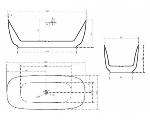 ABBER акриловая ванна слив-перелив стальной каркас 170x75x60 I AB9260