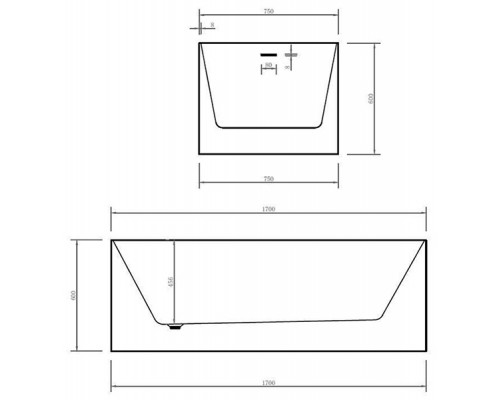 ABBER акриловая ванна слив-перелив стальной каркас 170x75x60 I AB9274-1.7
